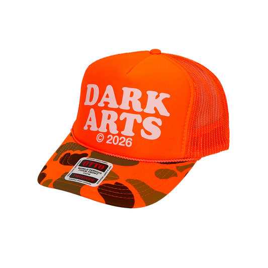 DARK ARTS TRUCKER CAP - Orange / Camo