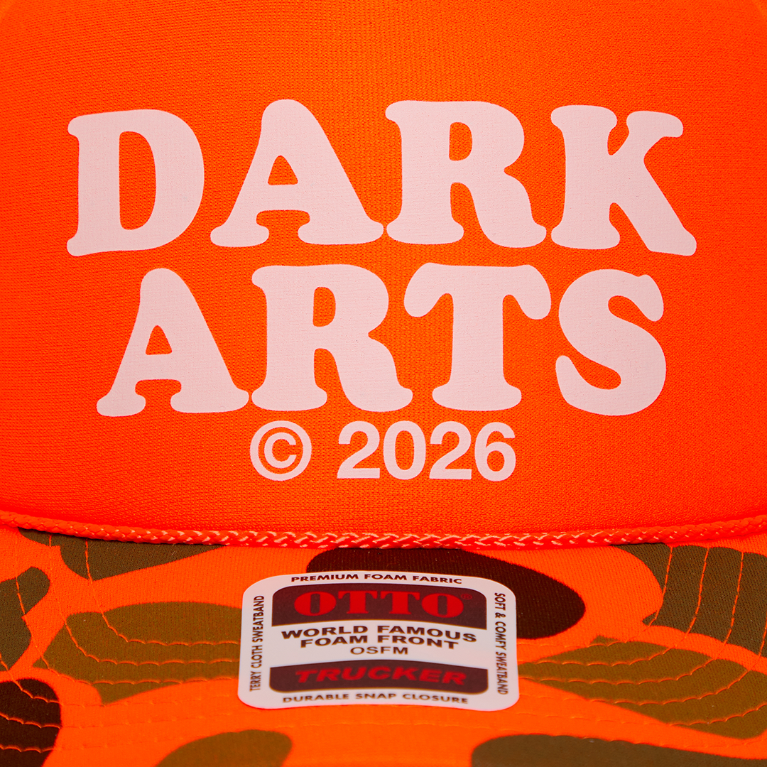 DARK ARTS TRUCKER CAP - Orange / Camo