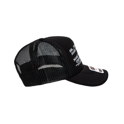 NAME THREE TRUCKER CAP - Black