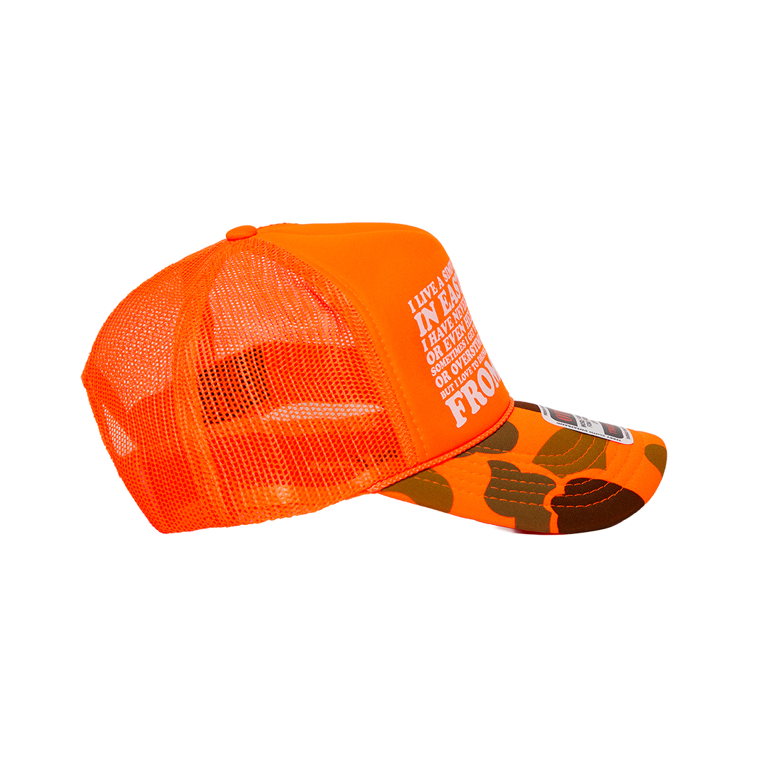 SIMPLE LIFE TRUCKER CAP - Orange / Camo