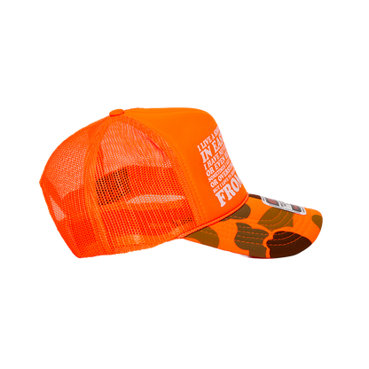 SIMPLE LIFE TRUCKER CAP - Orange / Camo